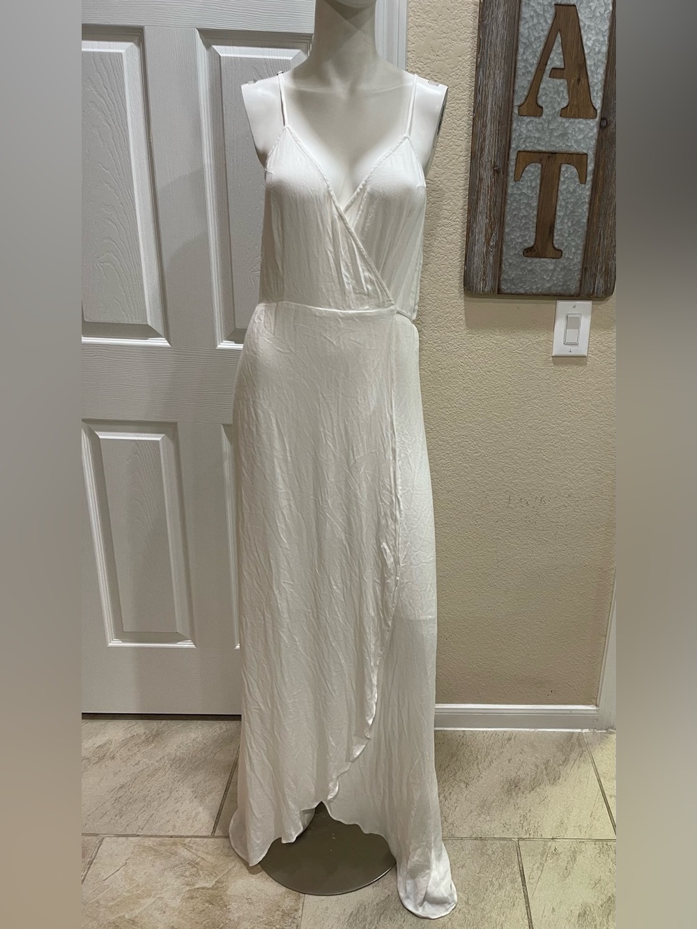 Young, Fabulous & Broke sleeveless wrap maxi dress solid-chalk/white Size  L NWT